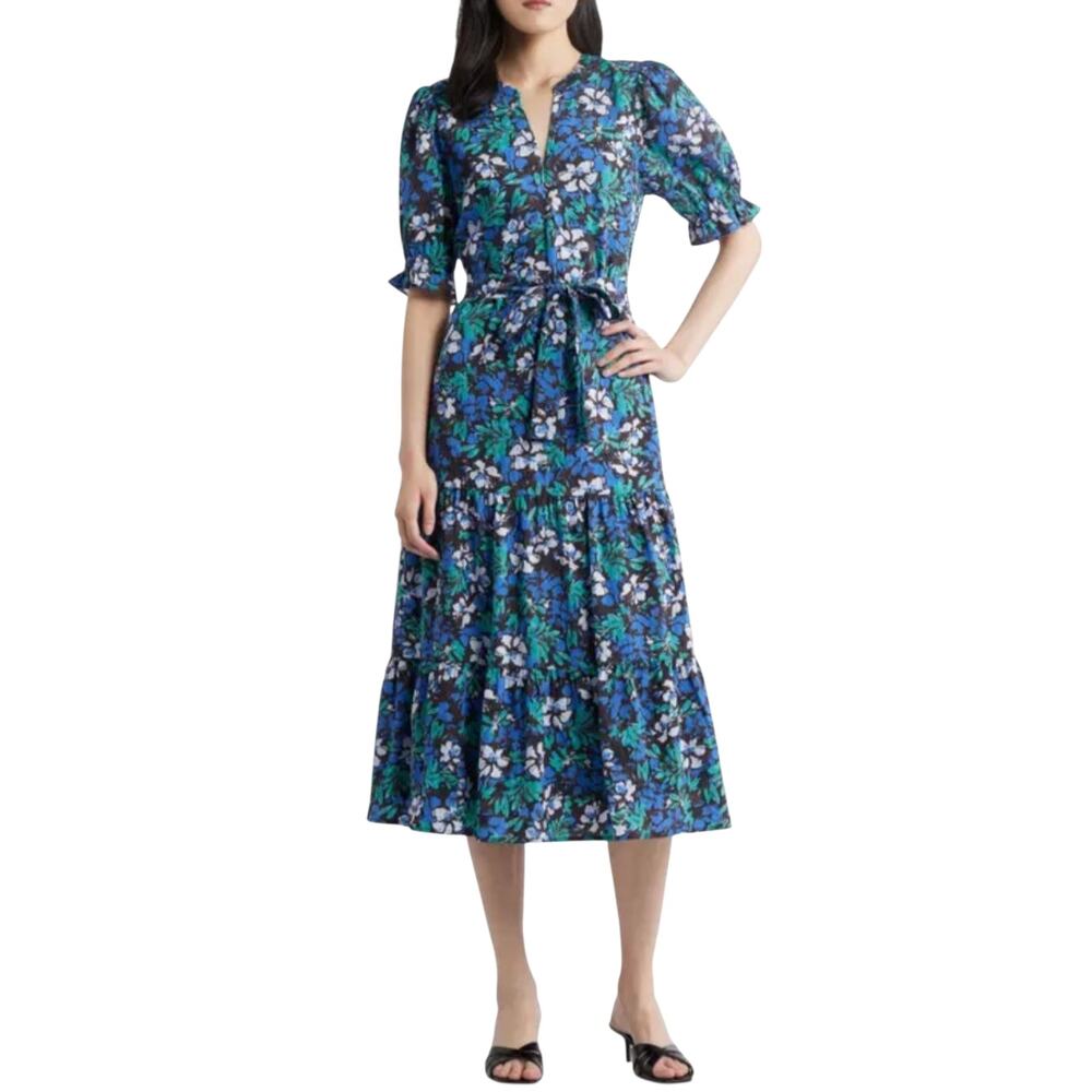 Rails Blue Green Floral Midi Dress